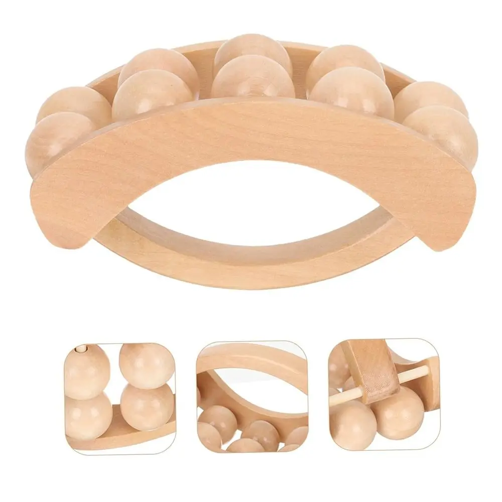 

Деревянный массажный роллер из натурального дерева с 10 шариками, ручной массажер для мышц, лимфодренажный роллер