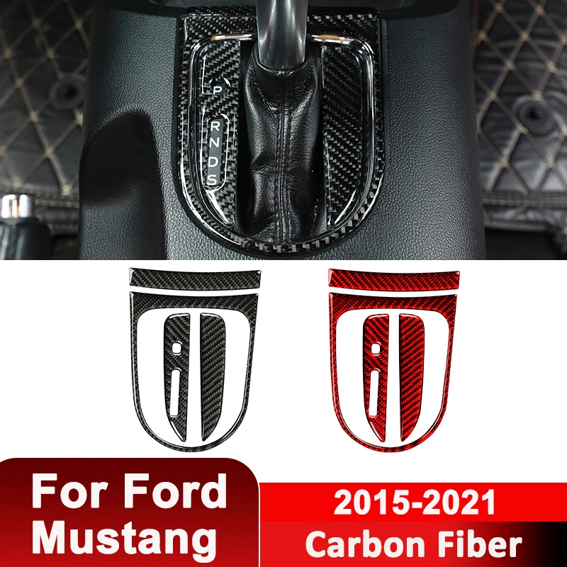 

For Ford Mustang 2015-2021 Carbon Fiber Car Gear Shifter Panel Trim Frame Kit Decorative Sticker Auto Interior Accessories