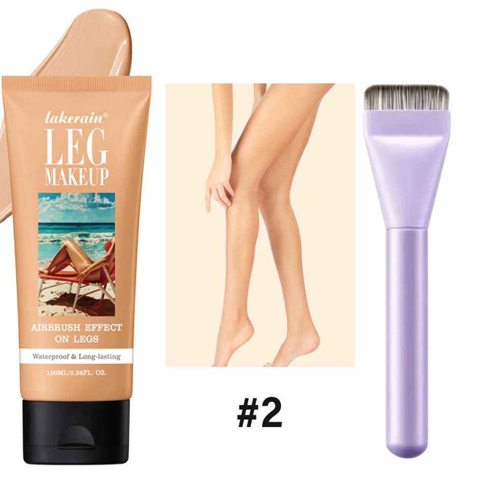 Free Brush With100ml Bronze Leg Body Foundation Long Lasting Waterproof Tanning Makeup Cream Even Skin Tone Makeup