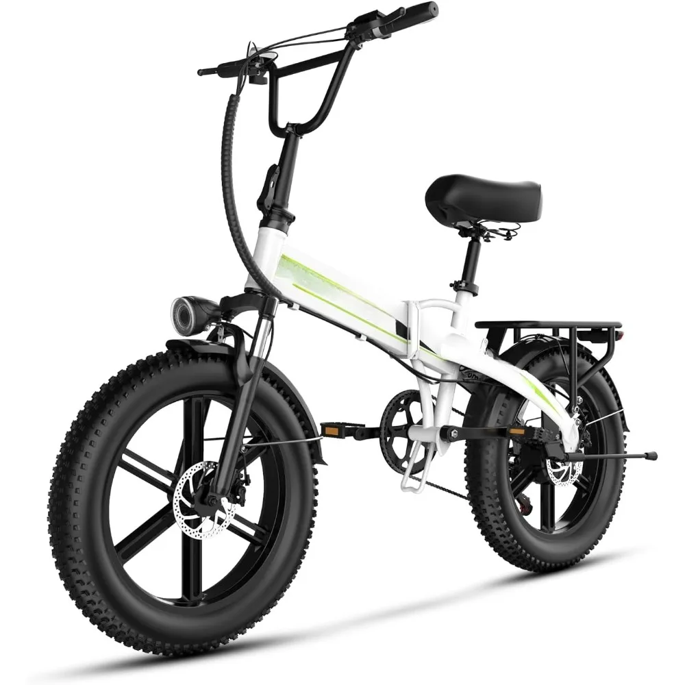 

1000W Folding Electric Bike, 48V 20AH Large Removable Battery E Bike, 30+MPH, 80 Miles Max Range, 20" Fat Tire Ebikes for Adults