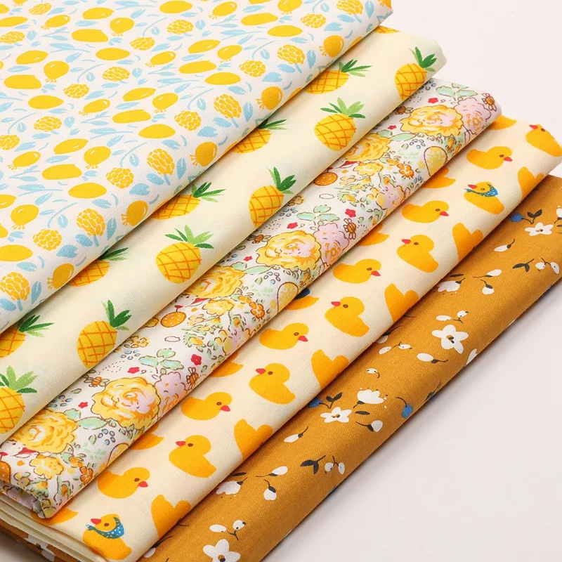 Yellow Patchwork Fabric 100% Cotton Material For Sewing quilting diy Cloth by Half Meter