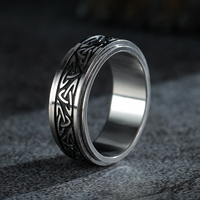Punk Viking Celtic Knot Rune Men'S Stainless Steel Rings Jewelry Anti Stress And Anxiety Rotating Finger Ring Accessories