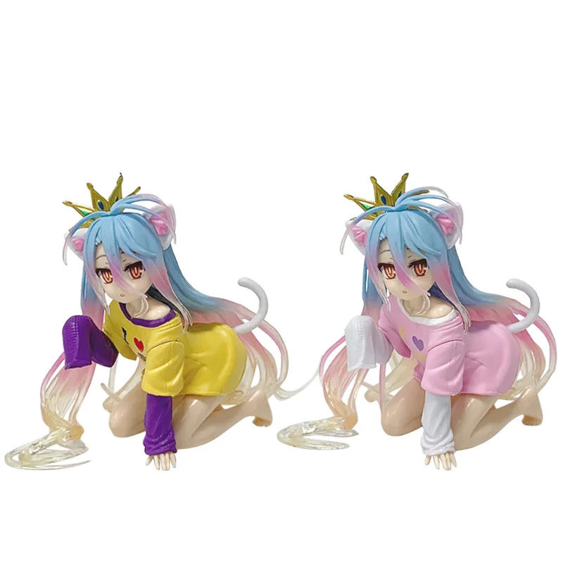 

Game Life Cartoon Characters White Hand Made Cat Ear White Powder Clothes anime Beautiful Girls PVC Model Decorative Gifts