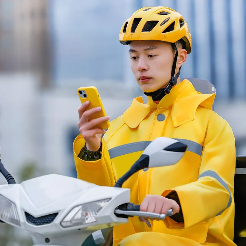 

Full-Body Riding Rain Suit for Delivery Riders Polyester Fiber Raincoat And Rain Pants Set Adult Size Waterproof Gear