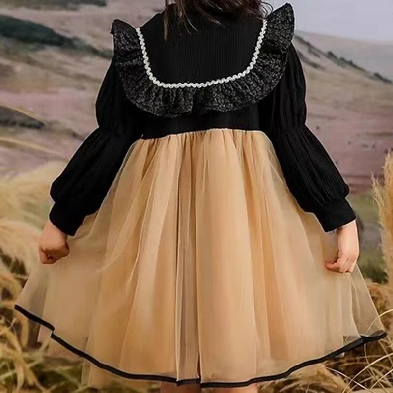 Girls Princess Dress Spring Autumn Birthday Evening Dresses Girl Long-sleeved Dresses for Party and Wedding  2-10Y Gown for Kids