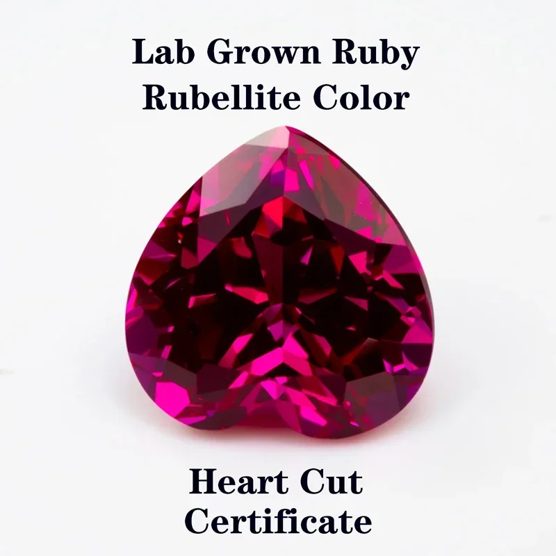 Lab Grown Ruby Heart Shape Rubellite Color Extremely Shiny Quality DIY Charms Ring Necklace Earrings Materials Certificate