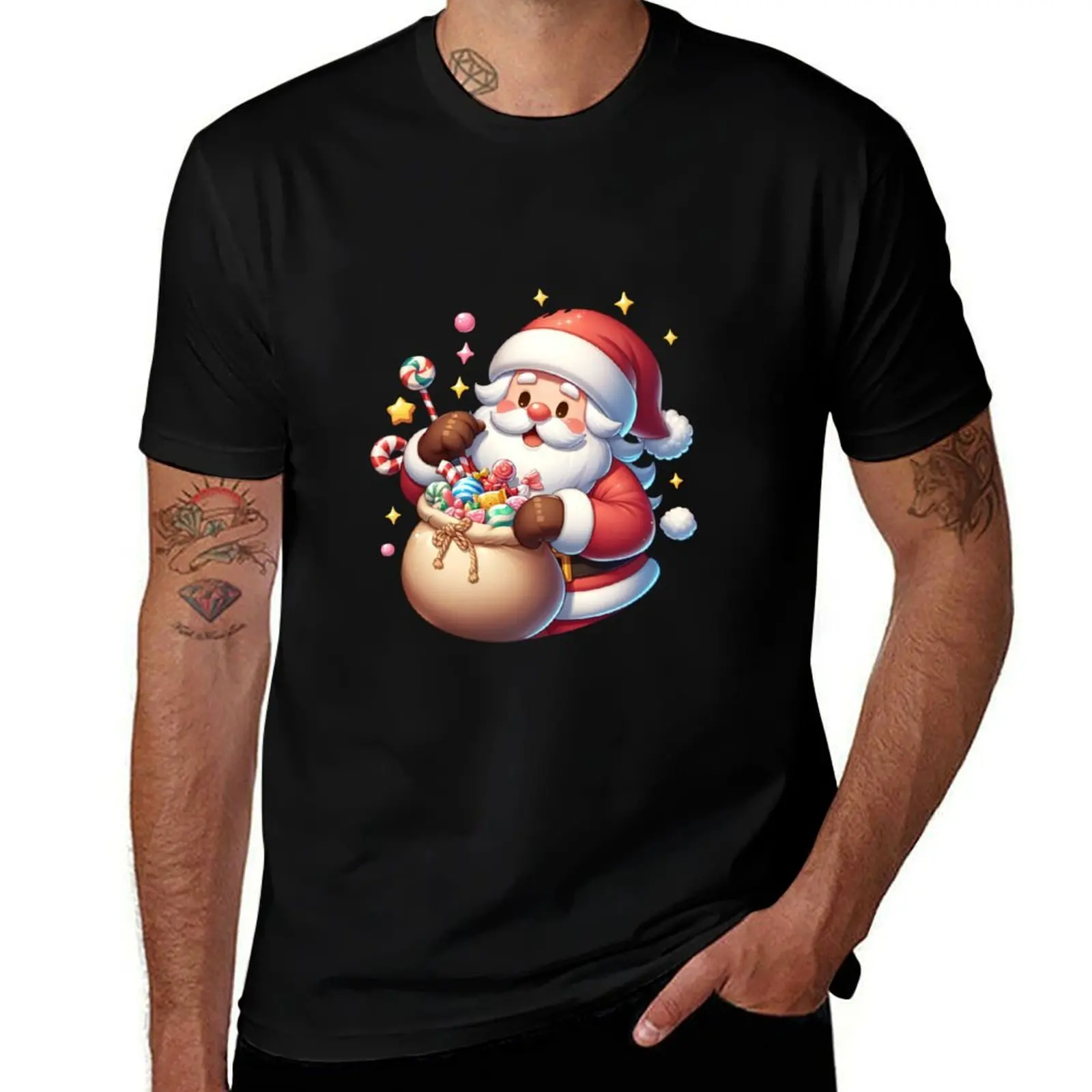 Santa's Sweet Delights: Charming Candy Giveaway T-Shirt Casual Work Wear T-Shirt