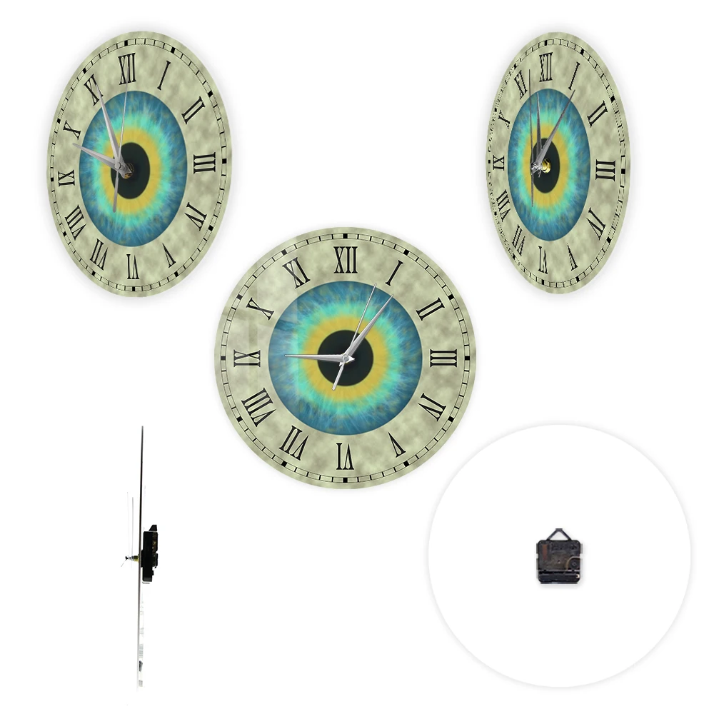 Blue Eyeball Wall Clock with Roman Numerals Iris Eyeball Eye Anatomy Optometry Ophthalmology Modern Design Silent Wall Watch