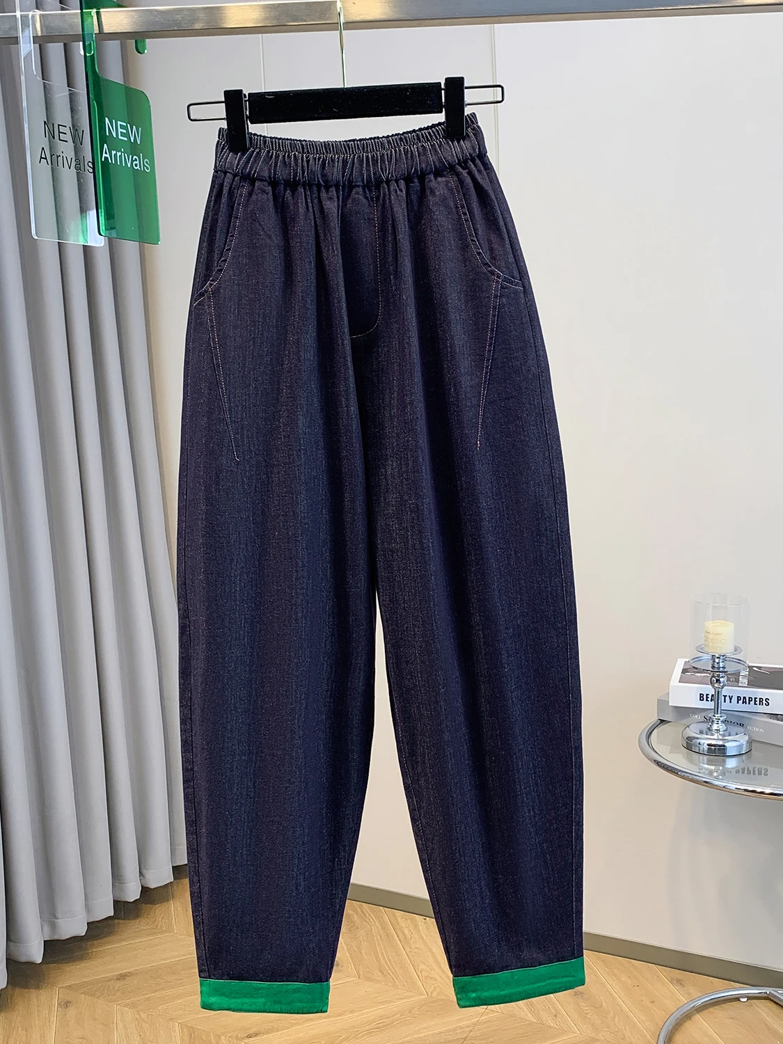 Authentic High Waist Stretchy Loose plus Size Women's Jeans Casual Harajuku Style Cotton Blend Elastic Fabric Pants