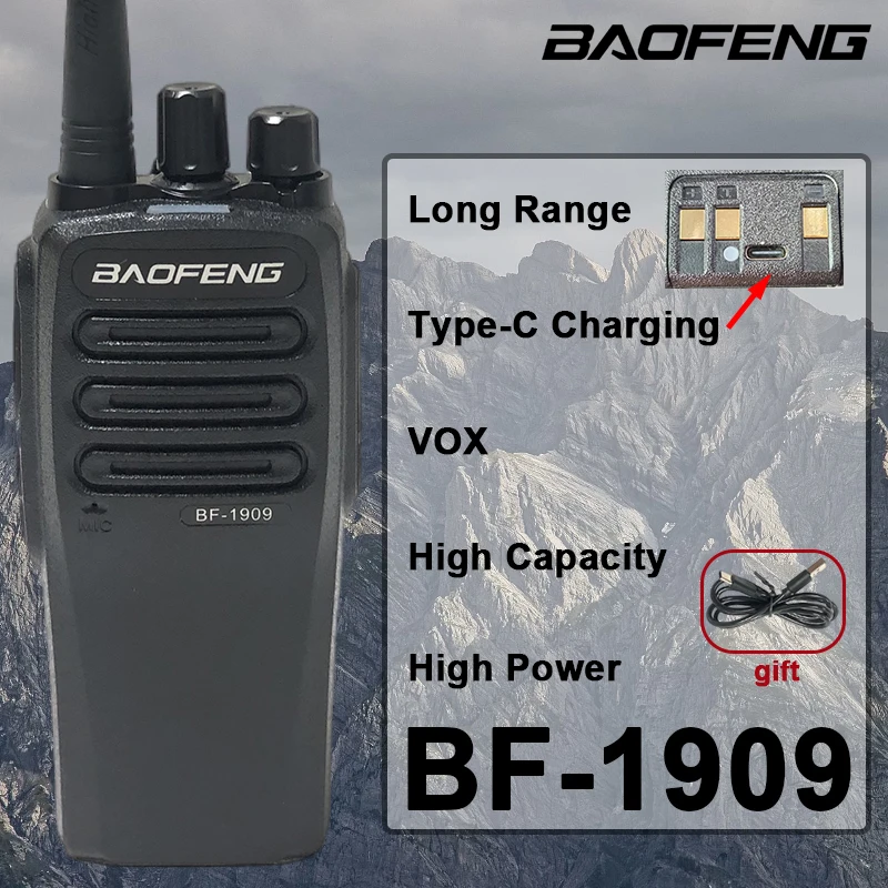 BaoFeng BF-1909 High Power Walkie Talkie Long Range Two Way Radio Type C Charging VOX Sound Quality Clear Upgrade BF-888S