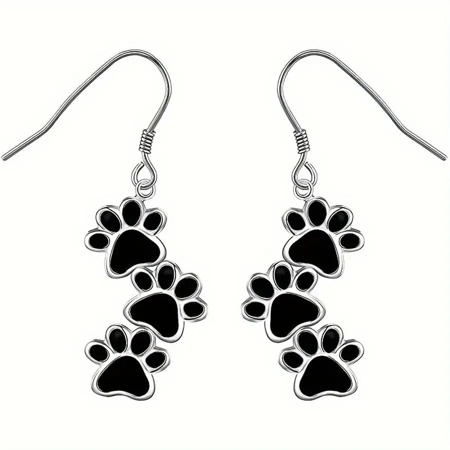 1/5/10/20/50/100pcs Silvery Jewelry Puppy Dog Cat Pet Paw Print Dangle Earrings Alloy Earrings Boho Style Jewelry Trendy Gift fo