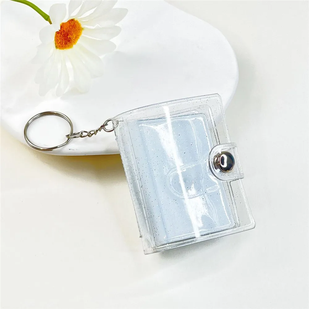 1PC Pockets Portable Key Chain Jewelry Photos Holder 1/2 Inch Mini Photo Albums For Photos Cards Small Album Book Card Holder