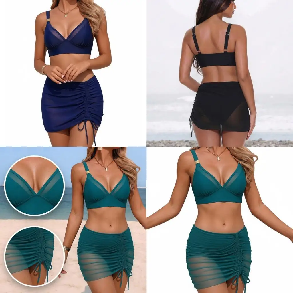 Seductive Deep V Neck Split Swimwear Without Wire Swimsuits Chlorine Resistant For Ocean And Pool K1YF