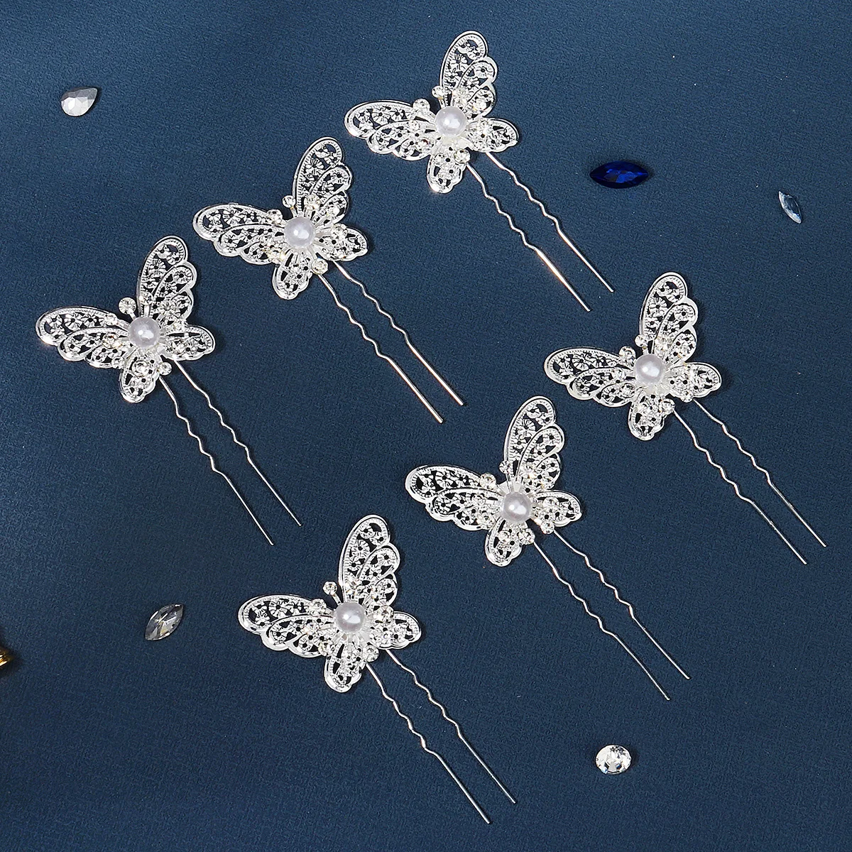 Blumen-Kristall-Haarspangen, Braut-Haarschmuck, U-förmiger Perlen-Haarschmuck, modisches Design, Kopfschmuck, Kopfbedeckung, Geschenk – Detail 7