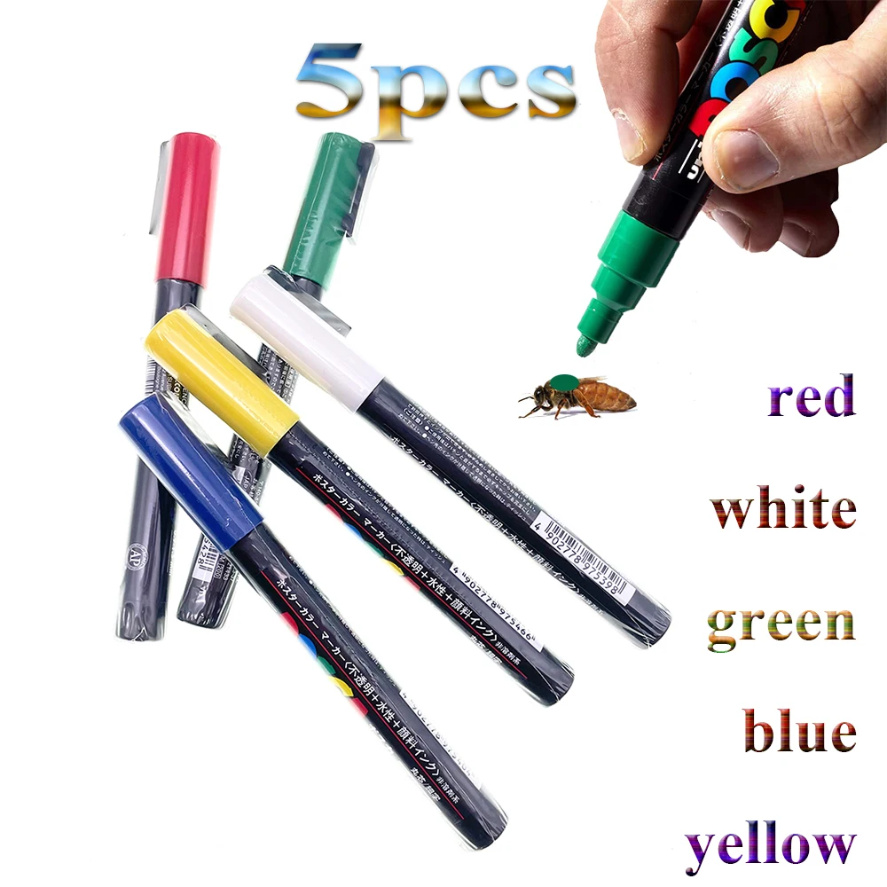 

Standard Water-Based Queen Marker Pen Indicate Year Non-toxic Allow Beekeepers To Locate Mark and Track Queen Bee Tools 5PCS