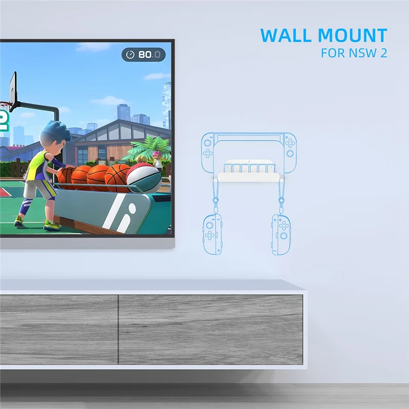حامل المضيف على الحائط للتبديل 2 وحدة التحكم في الألعاب، حامل مثبت على الحائط، حامل حائط معلق على الحائط