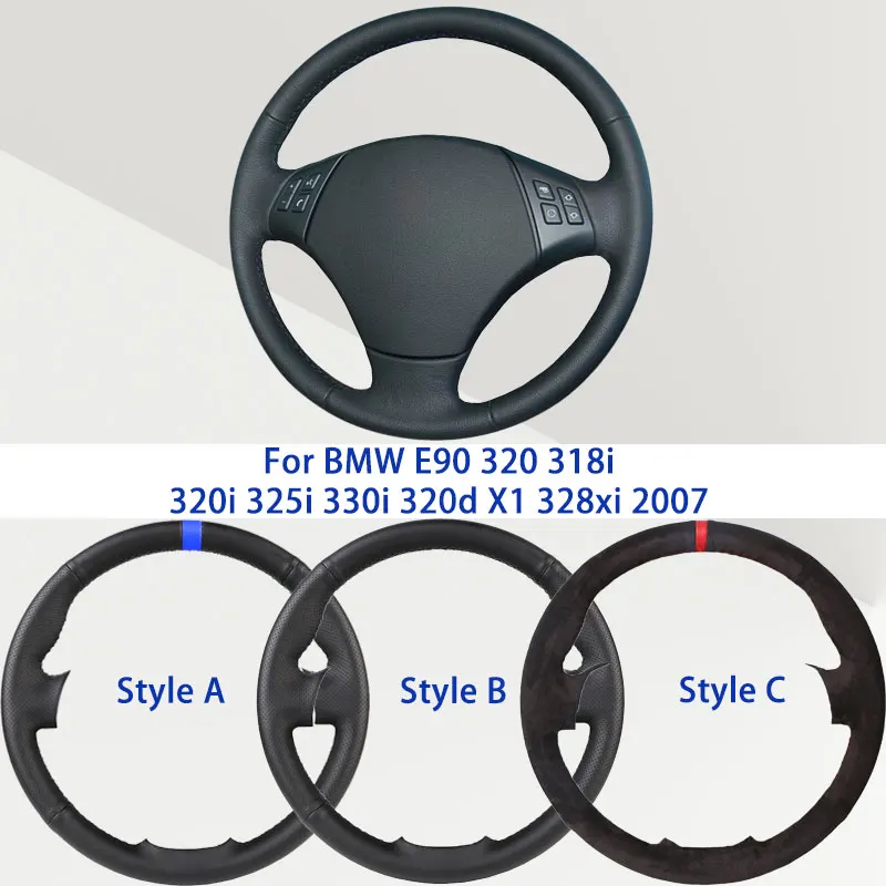 OEM الأسود ستوكات الجلود الاصطناعية غطاء عجلة القيادة سيارة لسيارات BMW E90 320 318i 320i 325i 330i 320d X1 328xi التخميد قبضة