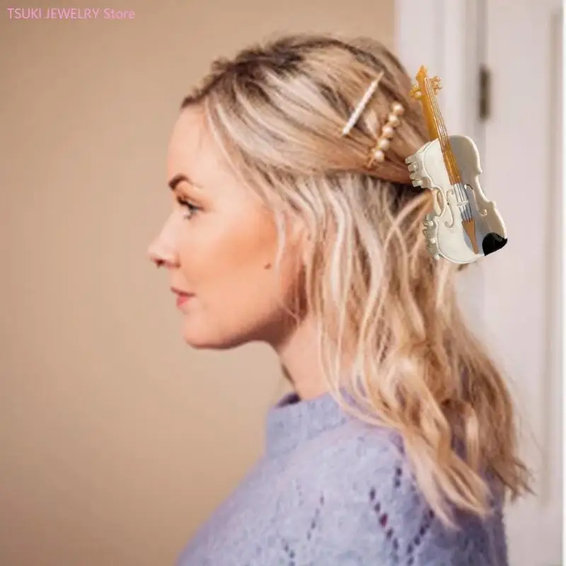 مشبك شعر من خلات الحنين 62KE مع عناصر كرتونية مثالي للنساء العصريات ومحبي الموسيقى