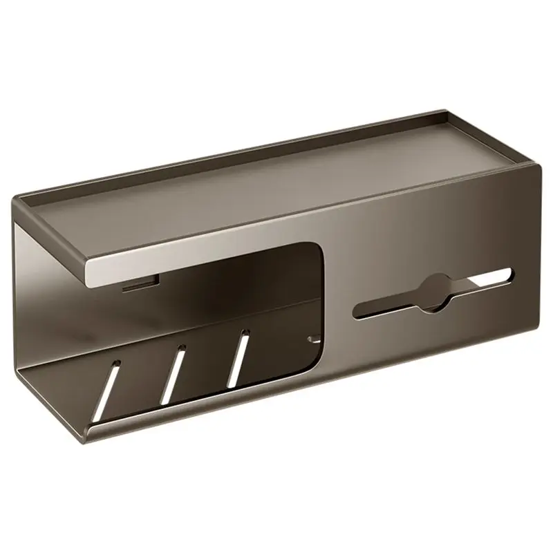 PZHI-Bathroom Accessory Toilet Paper Holder Wall-Mounted Carbon Steel Tissue Rack Toiletries Holder