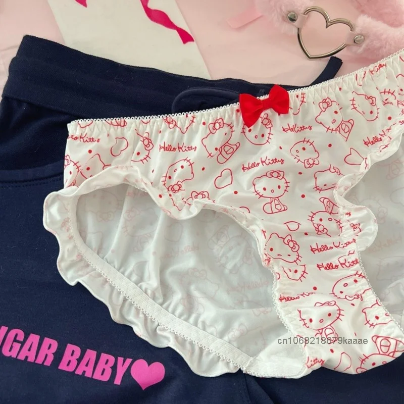 Sanrio Cute Hello Kitty Cartoon Y2k Sweet Girl Underpants Sexy Kawaii Fashion Breathable Triangle Japanese Style Harajuku Panty