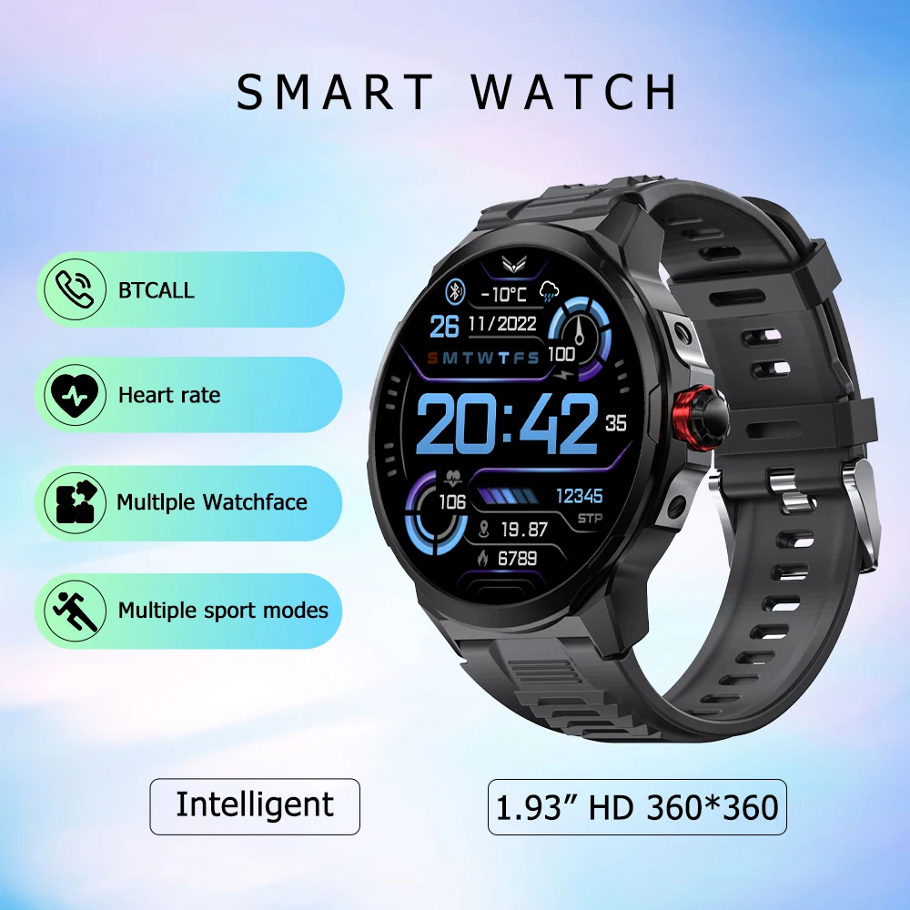 

Смарт-часы с супер большим экраном, 1,93 дюйма, HD AMOLED, мужские часы с пульсометром, подсчетом шагов, 100+ спортивных режимов, часы с BT Call, мужские Android