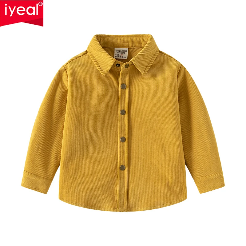 IYEAL  Children's Boys Shirt 2024 Spring and Autumn New Handsome Baby Coat Solid Color Corduroy Shirt Baby Casual Top