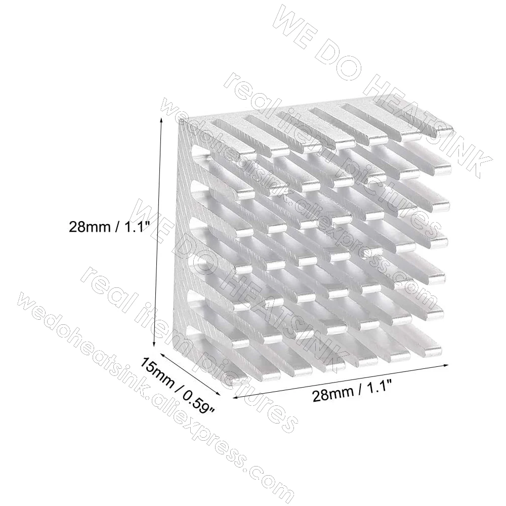 Hurtownie 28x28x15mm srebrny/czarny szczelinowy anodyzowane aluminium Radiator CPU IC Radiator z taśmą termiczną stosowane