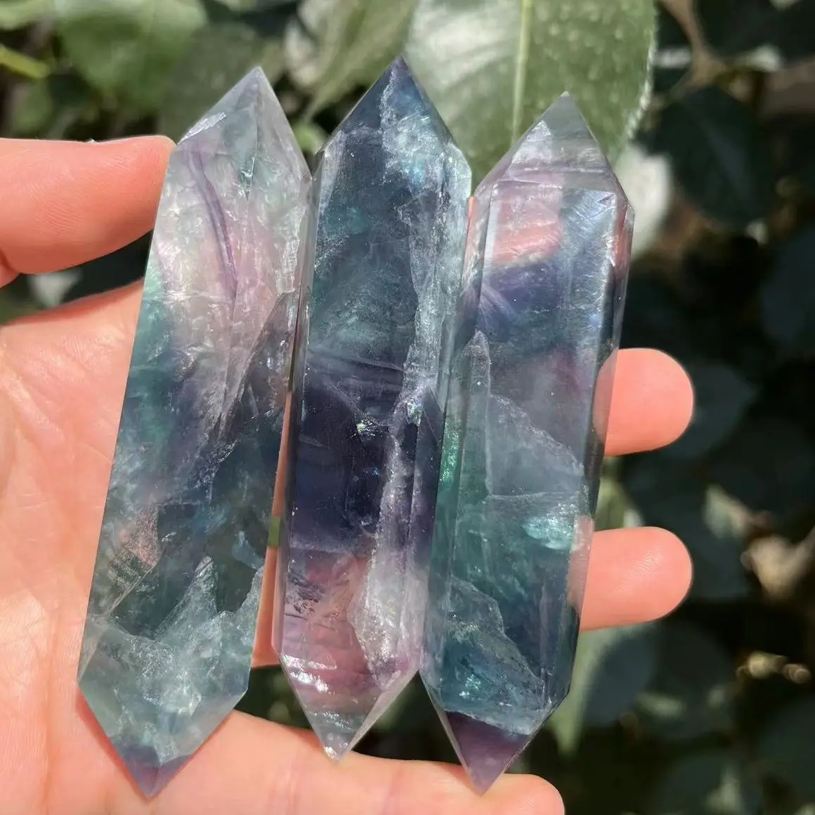 Natural Fluorite Crystal Tower, Double Point, Quartz Crystal Wand, Hexagonal Prism, Healing Stone