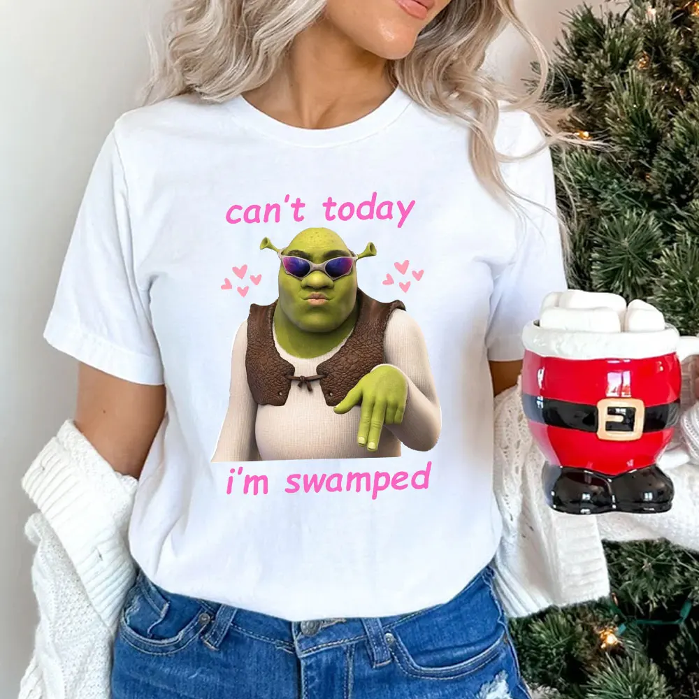 Can't Today I'm Swamped T-Shirt Shreks Character Men Vintage Cotton Tee Shirt Round Neck Short Sleeve T Shirts Gift Idea Tops