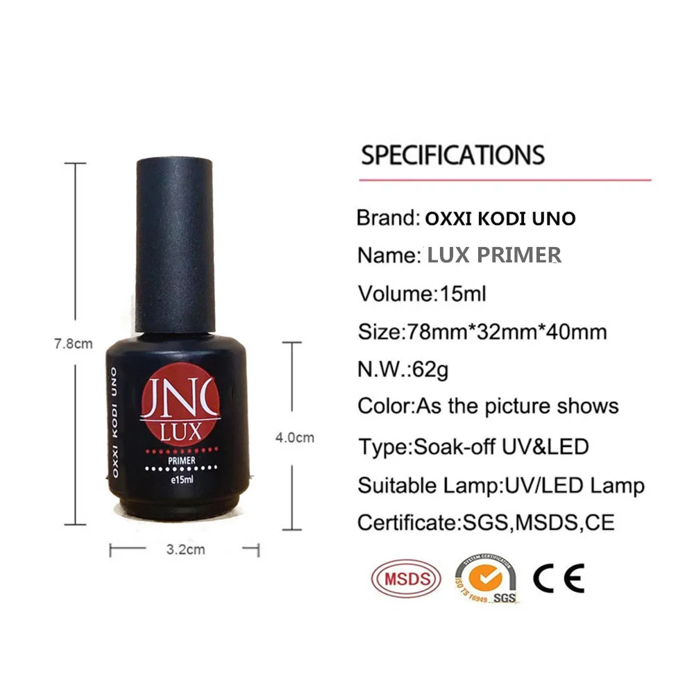 OXXI KODI UNO Primer Coat Gel Nail Polish UV 15ml Transparent Soak Off Primer No Sticky Top Long Lasting Gel Lacquer Nail Art