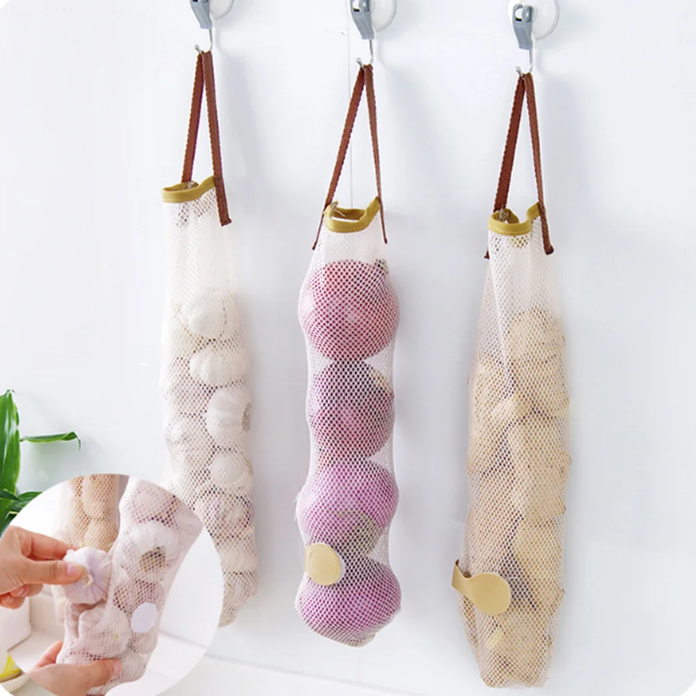 2PCS Wall Mount Portable Vegetable Storage Mesh Bag Multifunctional Hanging Fruit Net Bag Organizer Holder Containers Storage fo