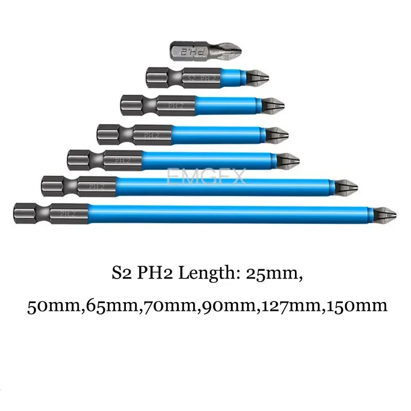 7 sztuk zestaw mocny PH2 krzyżowy antypoślizgowy głowica wiertła twardości uchwyt sześciokątny magnetyczny precyzyjny śrubokręt elektryczny narzędzia