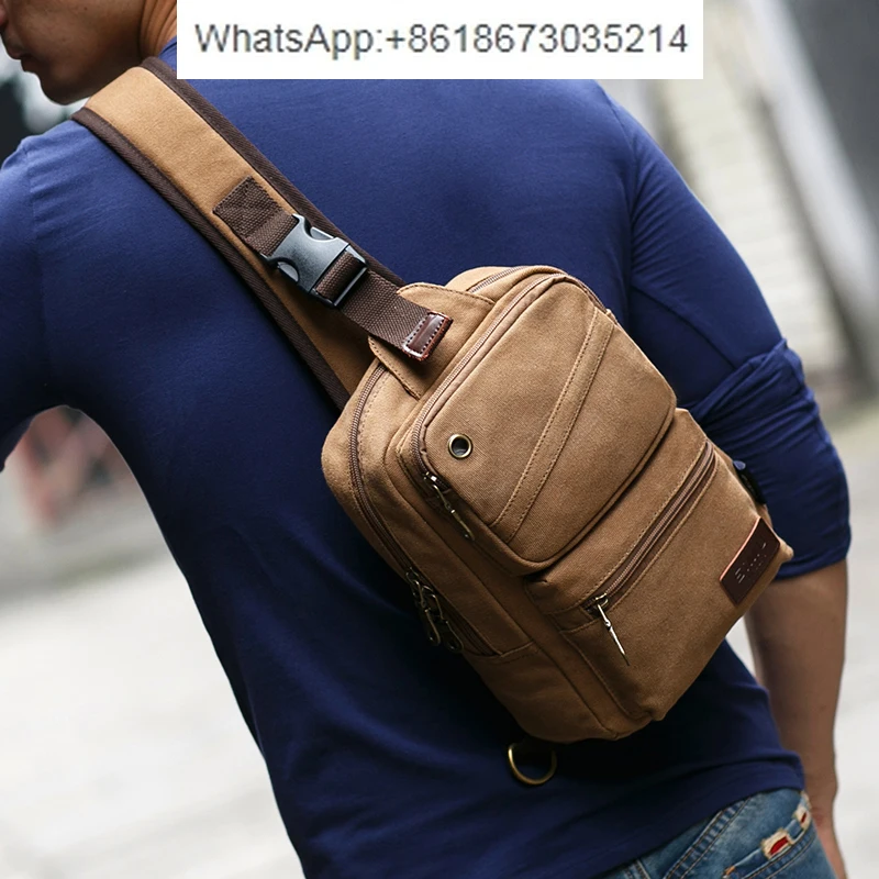 New canvas men's bag diagonal span backpack casual sports bag