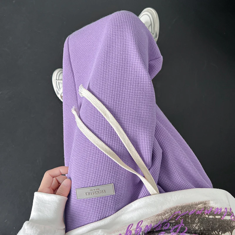 

Свободные прямые мужские повседневные брюки фиолетового цвета с узором «елочка» весна осень модные брендовые дышащие длинные брюки