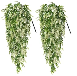 2PCS Artificial Flowers Babies Breath Flowers Fake Ivy Vine Hanging Plants Flowers for Wedding Garden Home Widdow Pot Decoration