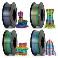 4KG/lot Silk PLA Filament rainbow Pla 1.75mm 3D Printing Material for 3D Printers 3D Pens 1KG 100% no bubble