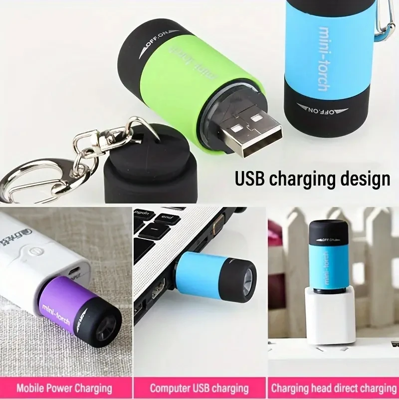 LED Keychain Light Pocket Emergency Mini Flashlight USB Rechargeable Torch Waterproof Keychain Flashlight Emergency Light