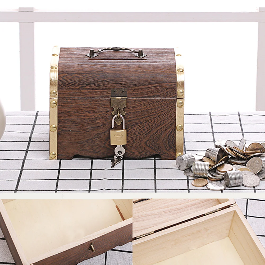 

Vintage Wood Box Chic Desktop Organizer for Books Snacks Jewelry Home Decoration S Random Shaped Lock Wood Box