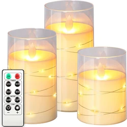 Flameless LED Electronic Candle Set, controle remoto, temporizador, luzes de vela, cera de parafina, decoração do casamento, Natal