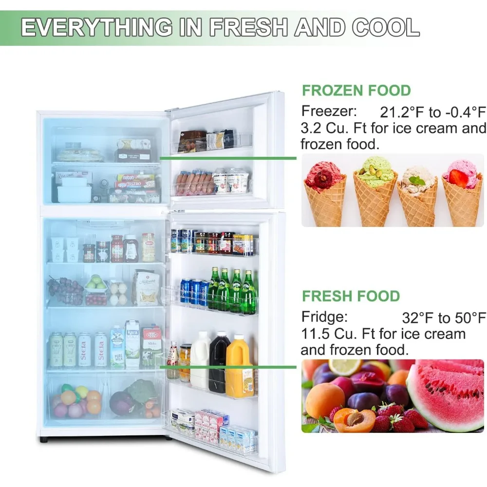 zer, Apartment Size Refrigerator Top Freezer, 2 Door Fridge with Adjustable Thermostat Co