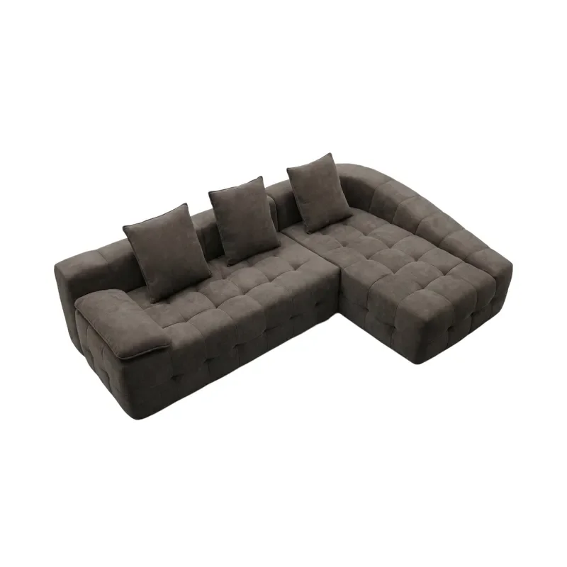 Modular Upholstered L-Shape Combination Sofa Italian Minimalism Design Vacuum Compressed Boneless Space-Saving Villa Movable