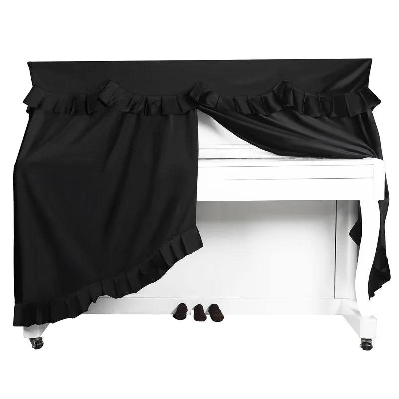 88 Key Upright Piano Full Cover Thick Velvet Dust Cover Ruffled Edge Piano Protective Cloth