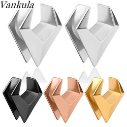 Vankula 2PC New Hypoallergenic Stainless Steel Opening Saddle Plugs Ear Gauges Tunnels Piercing Expander Stretchers Body Jewelry