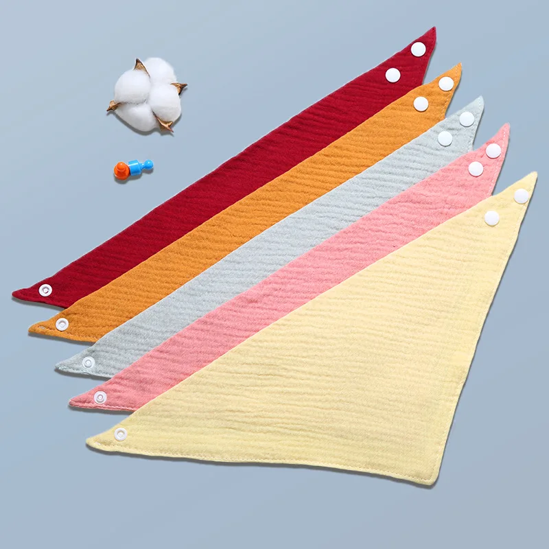 Écharpe triangulaire en coton doux, couleur unie, bavoir à bouton-pression, bave d'alimentation pour bébé, serviette de salive, Bandana, tissu de rot, articles pour bébé