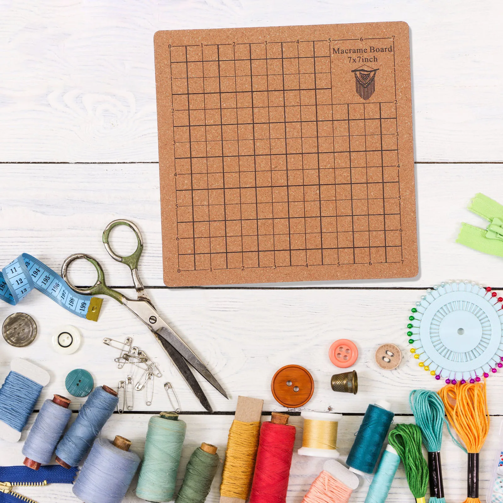 

1 Set Braiding Grid Cushion Cork Material Portable Lightweight For Office Home Use Macrame Project Board Weaving Board Yarn