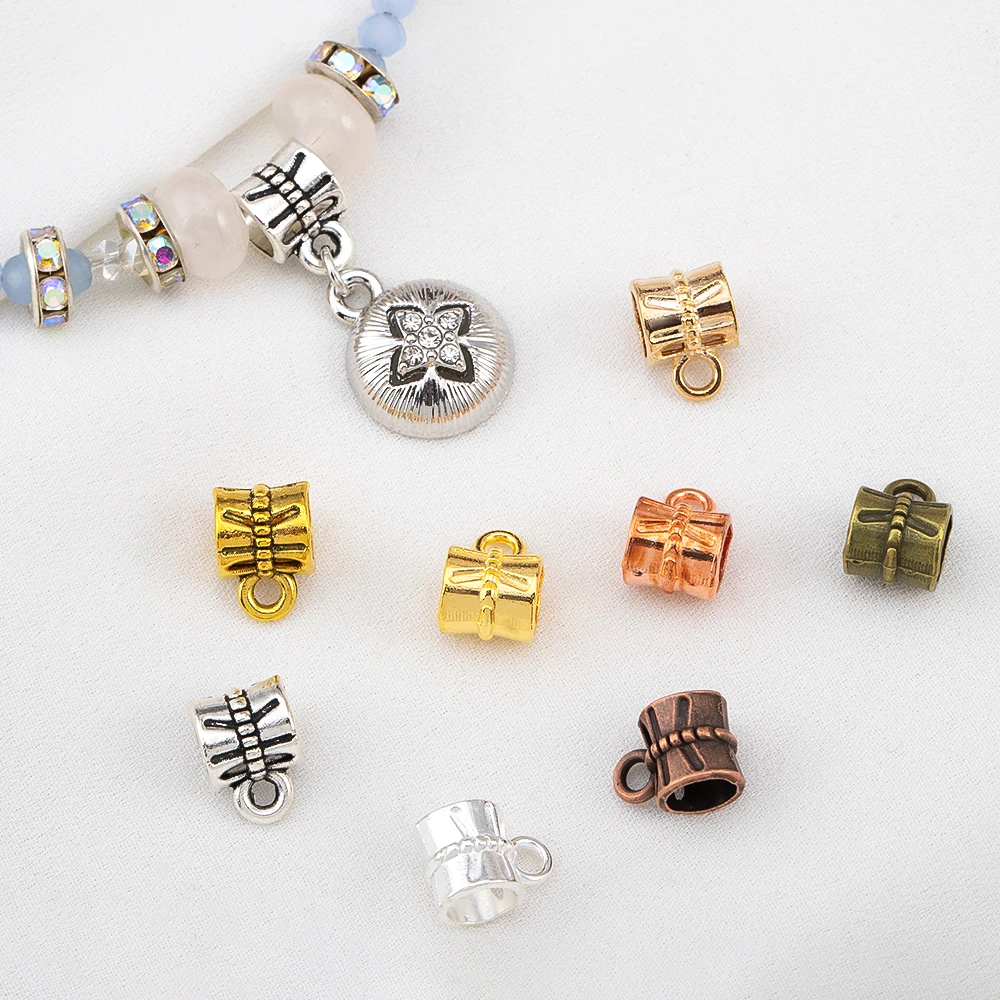 

100pcs/lot Alloy Pendant Clasp Bail Beads Loose Spacer Beads Connectors for DIY Necklaces Bracelets Jewelry Making Accessories