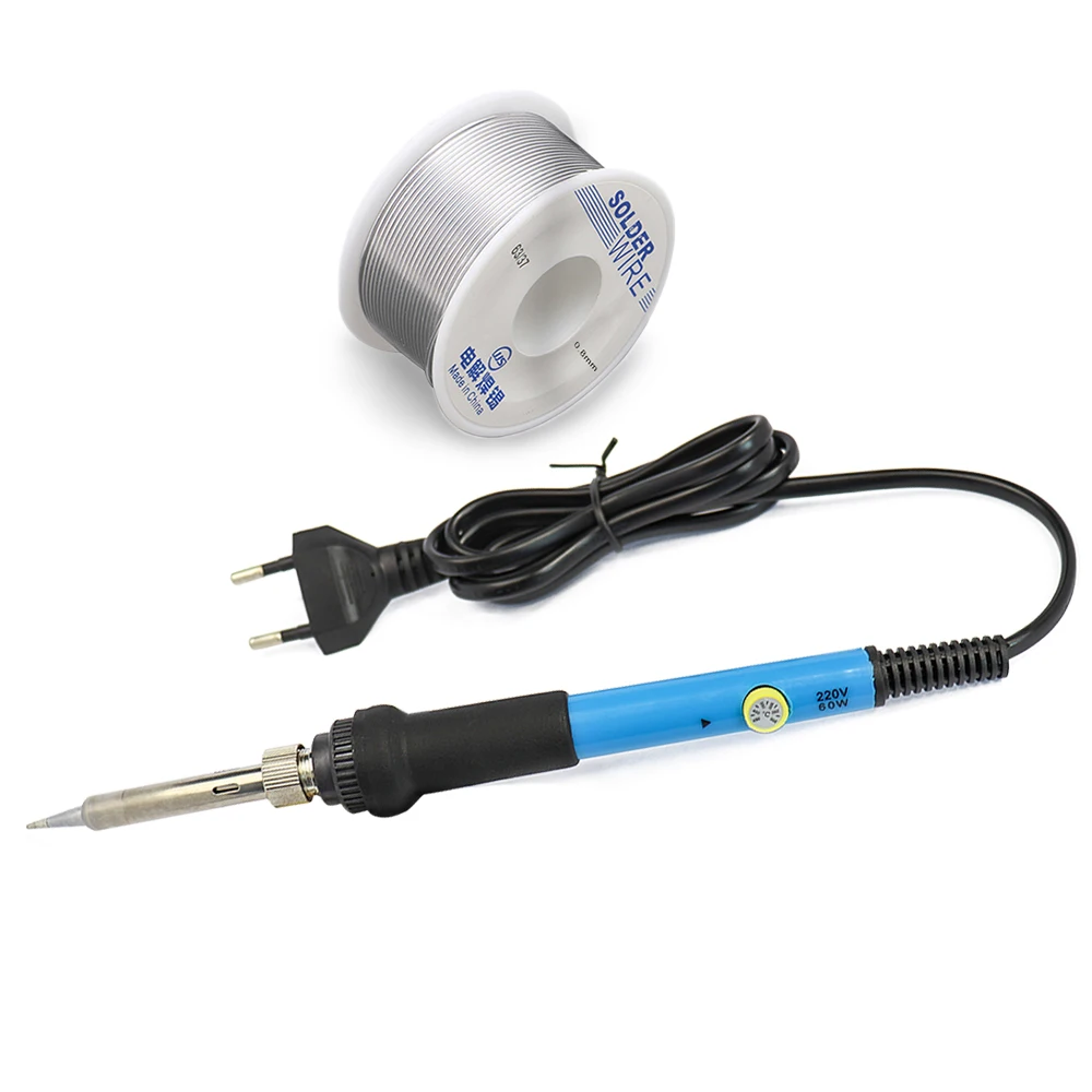 Plusivo Soldering Iron Kit 60W - Adjustable Temperature, Solder Wire, Flux Paste, Stand & Sponge - Electronics Repair & DIY Projects
