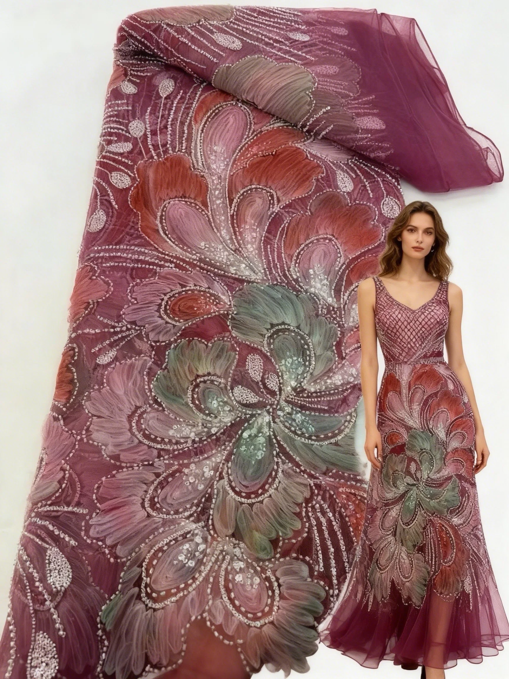 

Artistic Embroidery Flowers 2026 Latest Hot On Sale African French Lace French Party Lace Fabric Tulle Nigerian Bead Lace Fabric