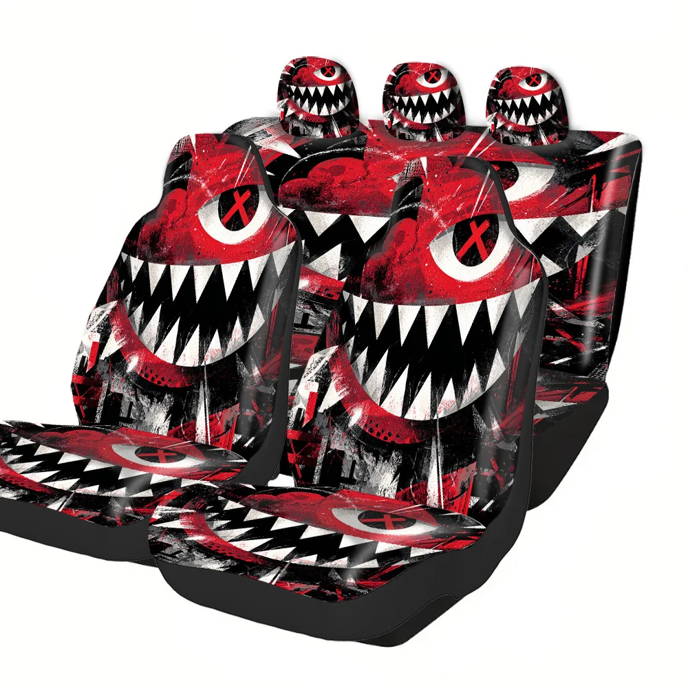 Car Seat Covers - Halloween Christmas New Year Easter Monster Face Sharp Teeth X Eye Lucky Gift For Friends Premium Universal Fi