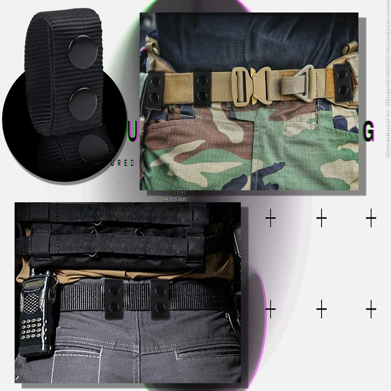 4pcs Adjustable Thickened Tactical Belt Buckle Police Military Accessories Double Snap Buckle Nylon Tactical Belt Loop Retainer